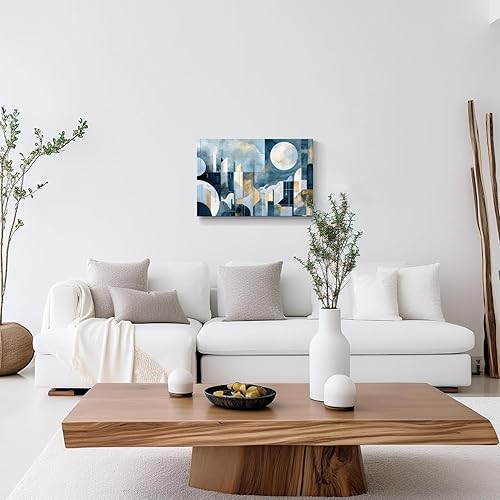 Miniatura 360 de Lienzo artístico para pared, pinturas de arte abstracto, fantasía azul, grafiti colorido sobre fondo blanco; decoración artística moderna para sala