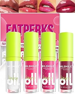 Hydrating Lip Glow Oil-4Pcs Tinted Plumping Lip Oil Gloss, Ultra-Hydrating & Nourishing Lip Care Lip Tint, Smooth Glossy Finish Clear Tint Shiny and Vegan Lip Oil, Moisturizing Non-Sticky Formula-SetA