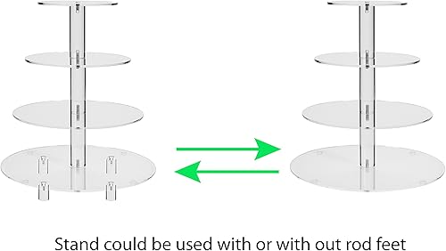 Vista 8 de Soporte para panqués de 4 niveles redondo, para bodas, de acrílico, torre de panqués, mostrador de panqués (4 niveles), Transparente