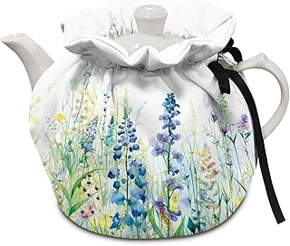 Tea Cozy Tea Pot Cosy Insulated Thermal Kettle Cover Breakfast Warmer Machine Washable for Teapot for Home Kitchen Decorative, Blue Green Floral