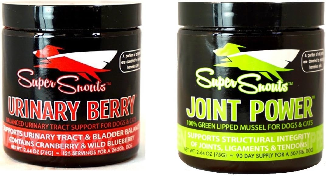 Super Snouts Combo Packs for Dogs and Cats (Urinary Berry (2.64 oz) and Joint Power (2.64 oz))