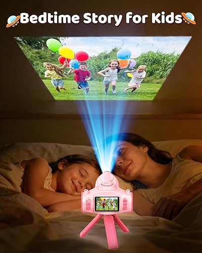 Miniatura 6 de Cámara para niños con proyector, cámara digital HD 1080P para niños de 3 a 12 años, grabadora de video fotográfico de 48 MP con soporte, tarjeta SD