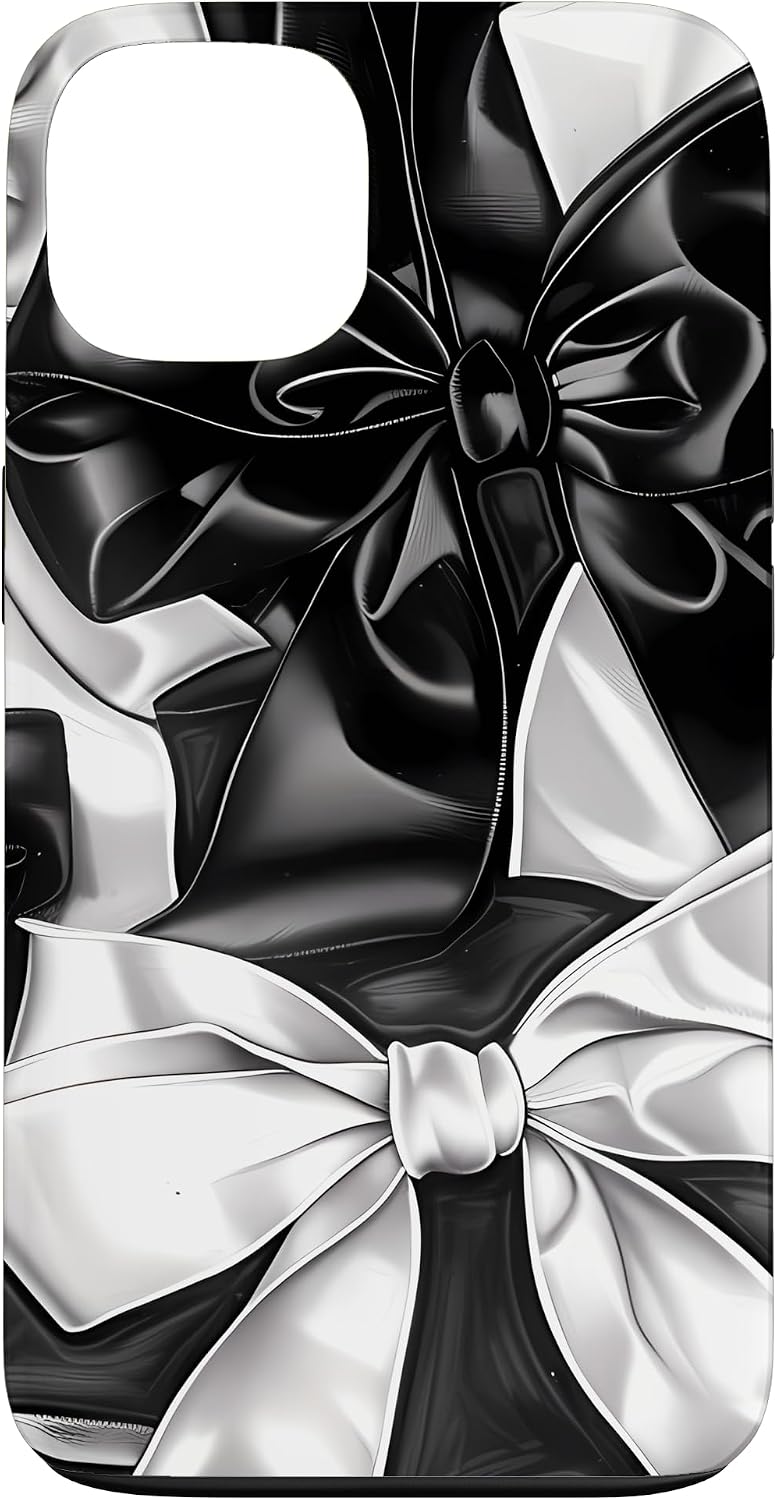 Black and White Bow Tie Monochrome Hair Bows Case for iPhone 12 Pro Max