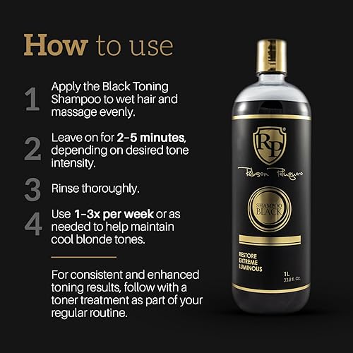 Miniatura 6 de Robson Peluquero Black Blonde Shampoo – Restore Extreme Luminous, 33.8 fl oz (1L) | Champú Tonificante Anti-Latón Cabello Brassy Blanqueado |