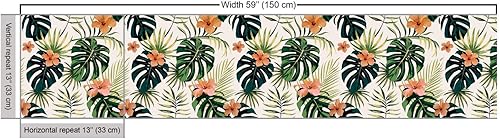 Miniatura 3 de Ambesonne The Yard - Tela de hibisco de flores tropicales en tonos de la vida real, tela decorativa para tapicería, cestas de almacenamiento de