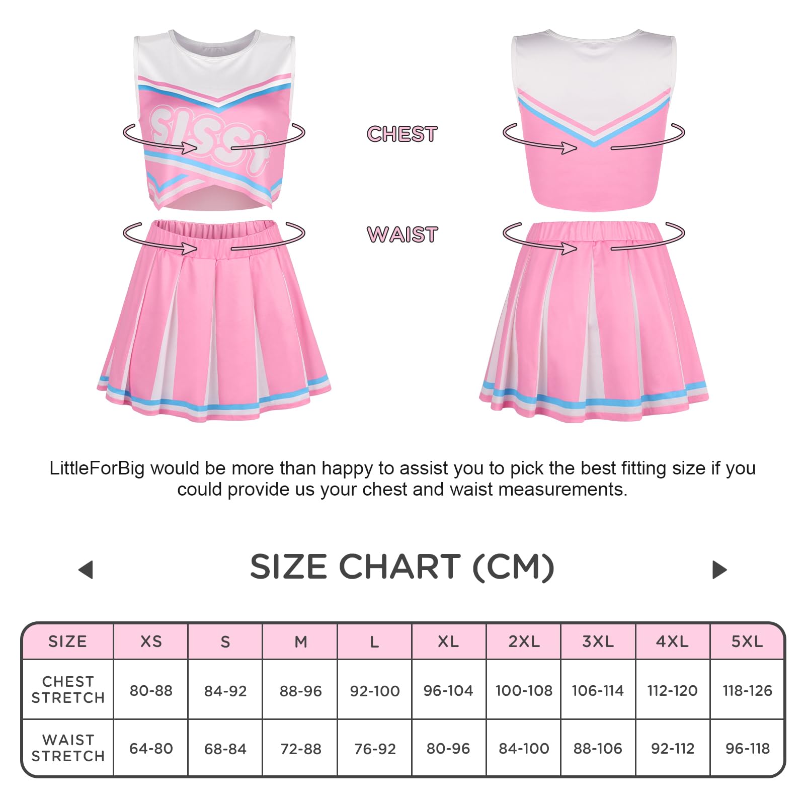 LittleForBig Unisex Ärmellose Loungewear Babydoll Cheer Sissy Croptop Minirock Bralette Set