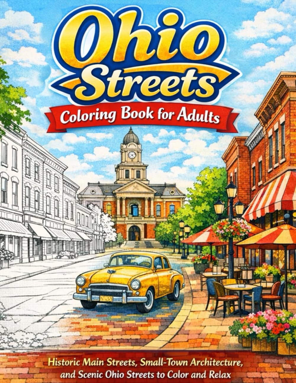 OHIO STREETS COLORING BOOK FOR ADULTS: Historic main streets, small-town architecture, and scenic Ohio streets to color and relax
