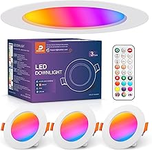 DUSKTEC LED Recessed Spotlight RGB with Remote Control, LED Spotlights 230 V Set of 3, IP44 Recessed Spotlights, Flat White, 7 Watt, Ceiling Spotlights, Dimmable with Colour Changing, Spotlights