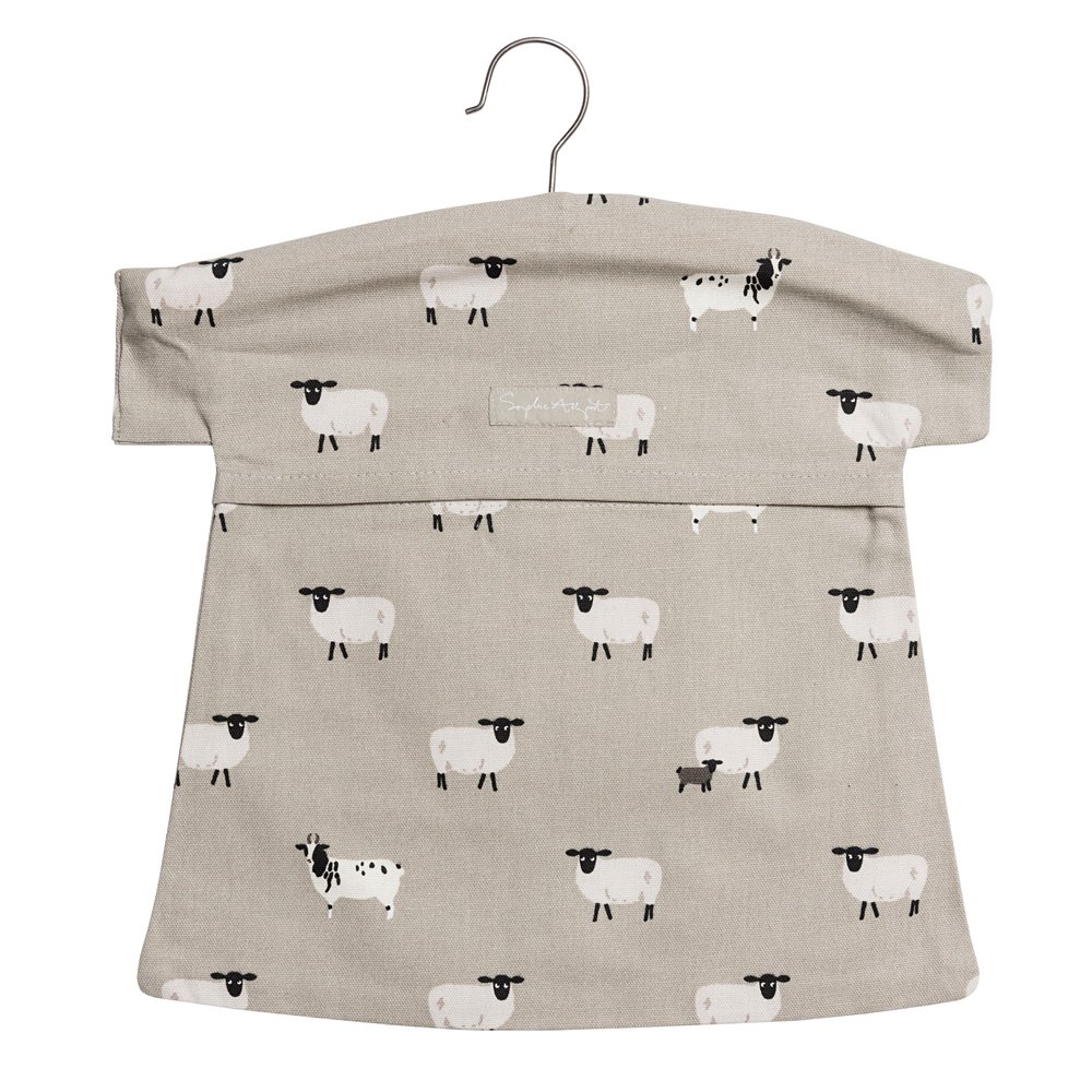 Sophie Allport - Sheep Peg Bag, Clothes Peg Storage Bag, Wooden Hanger, 100% Cotton
