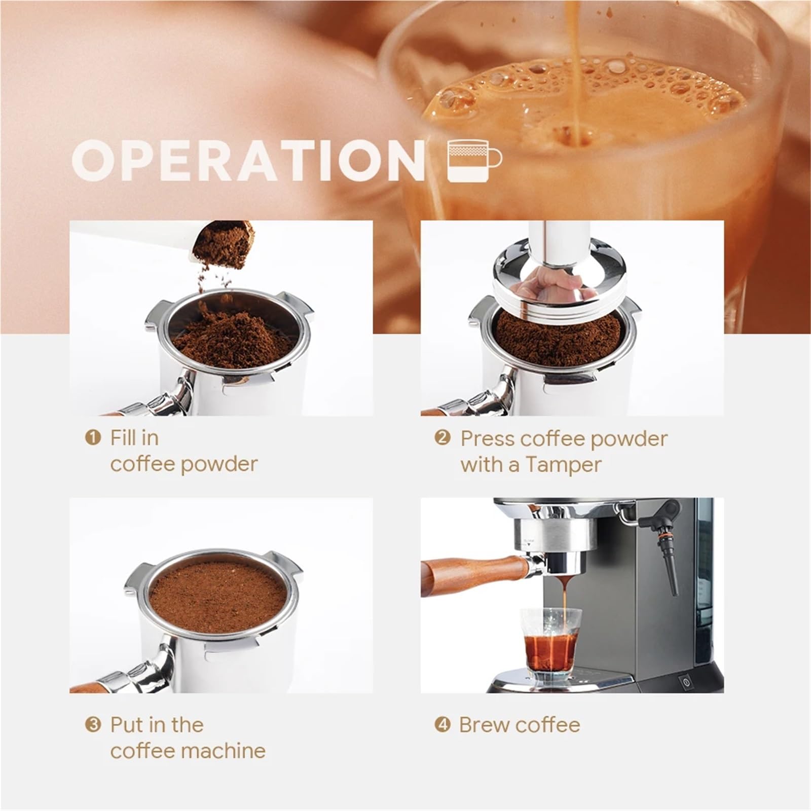 1 unidad de portafiltro repuesto for cafetera espresso, compatible con accesorios for máquinas café Para Café(54mm)