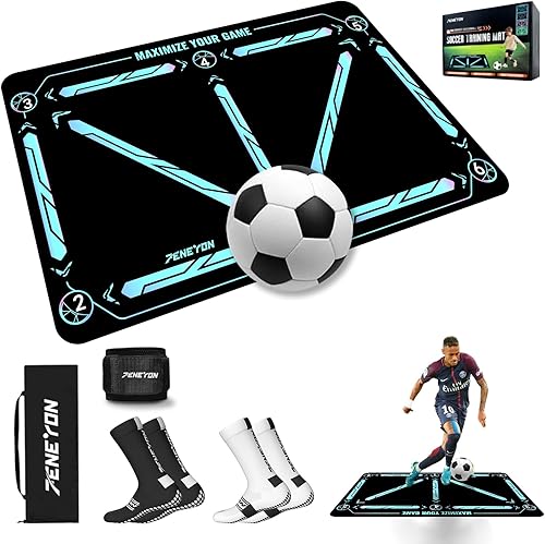 Miniatura 8 de Soccer Training Mat with Adjustable Soccer Trainer - Non-Slip Soccer Training Equipment for Kids Youth to Boost Speed, Strength & Coordination |