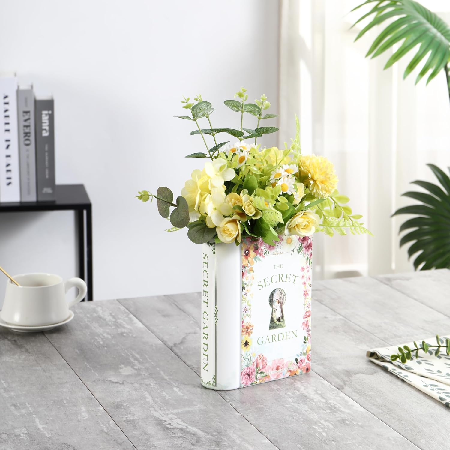 Ceramic Book Vase, Book Vase for Flowers, Ceramic Book Shaped Vase, Book Flower Vases, Unique Ceramic Vases for Home, Office, Bedroom, Living Room, Dining Table