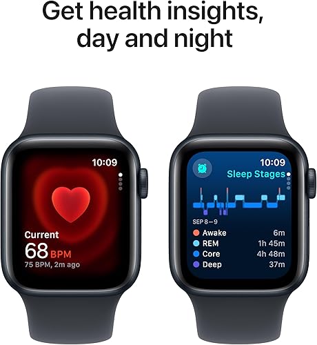 Miniatura 5 de Apple Watch SE (2. generación) GPS 1.575 in Reloj inteligente con caja de aluminio medianoche con correa deportiva de medianoche ML. Monitores de