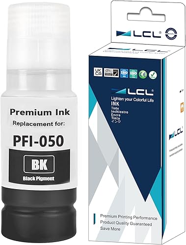 LCL Repuesto de botella de tinta de pigmento compatible para Canon PFI-050 PFI-050BK Pigment ImagePrograf TC-20 TC-20M (paquete de 1 negro)