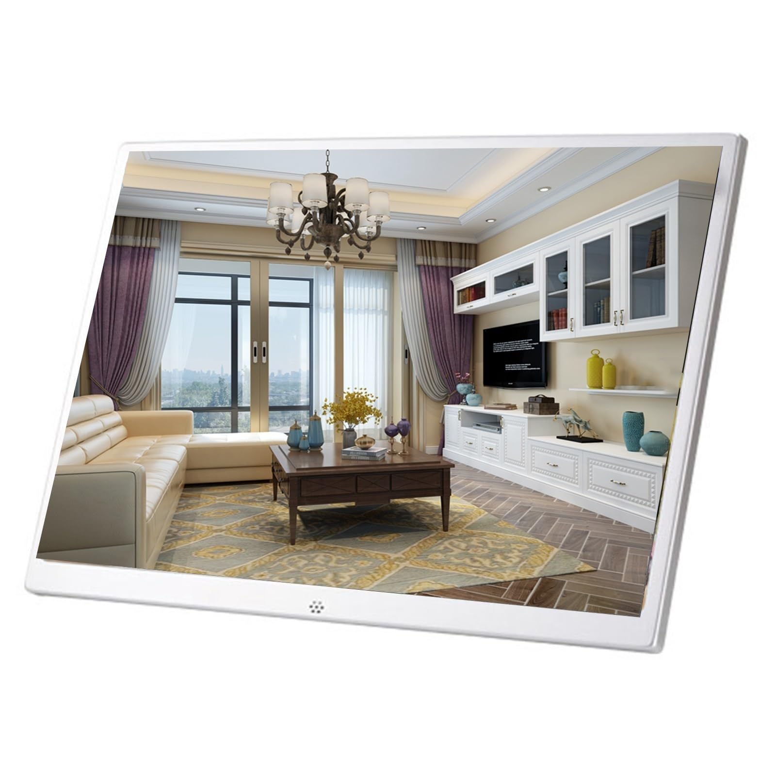 MYUYEE 27-Inch 1080P Ips High-Definition Digital Photo Frame - Wall-Mounted Advertising Display Rack (White)