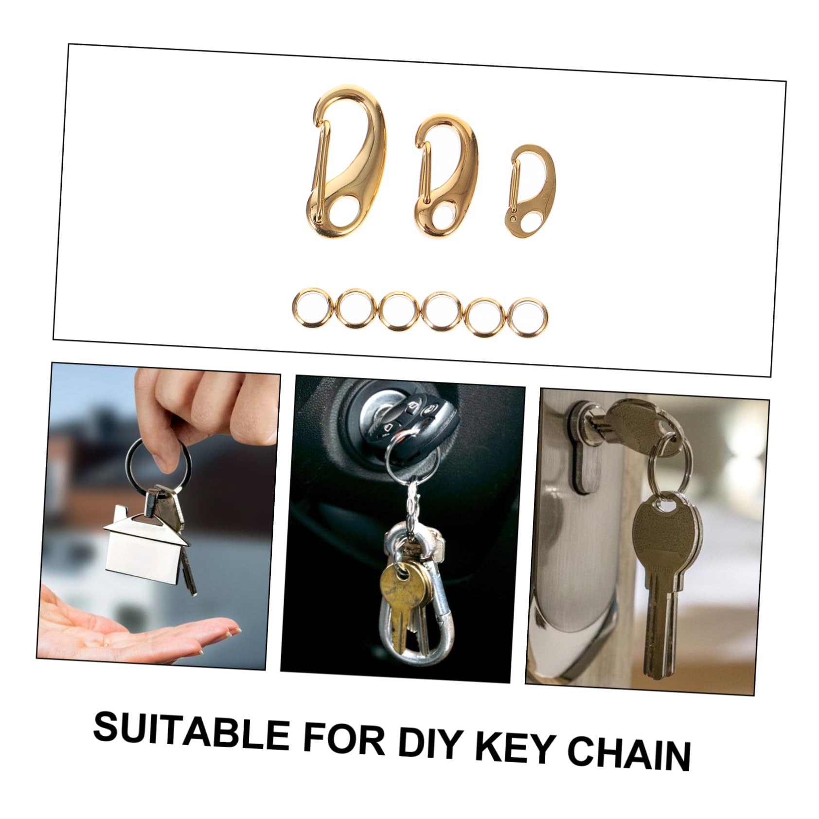 VANZACK 3Pcs Stainless Steel Pet Tag Clips with Rings Durable Dog Collar Cat Harness Accessories Easy to Use Lost Keychain Clips for Pet Id Tags Lightweight Convenient