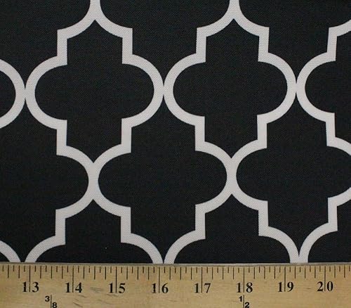 Miniatura 2 de Tela de lona de mosaico marroquí impermeable para interiores y exteriores, color negro, resistente a los rayos UV, 60 pulgadas de ancho