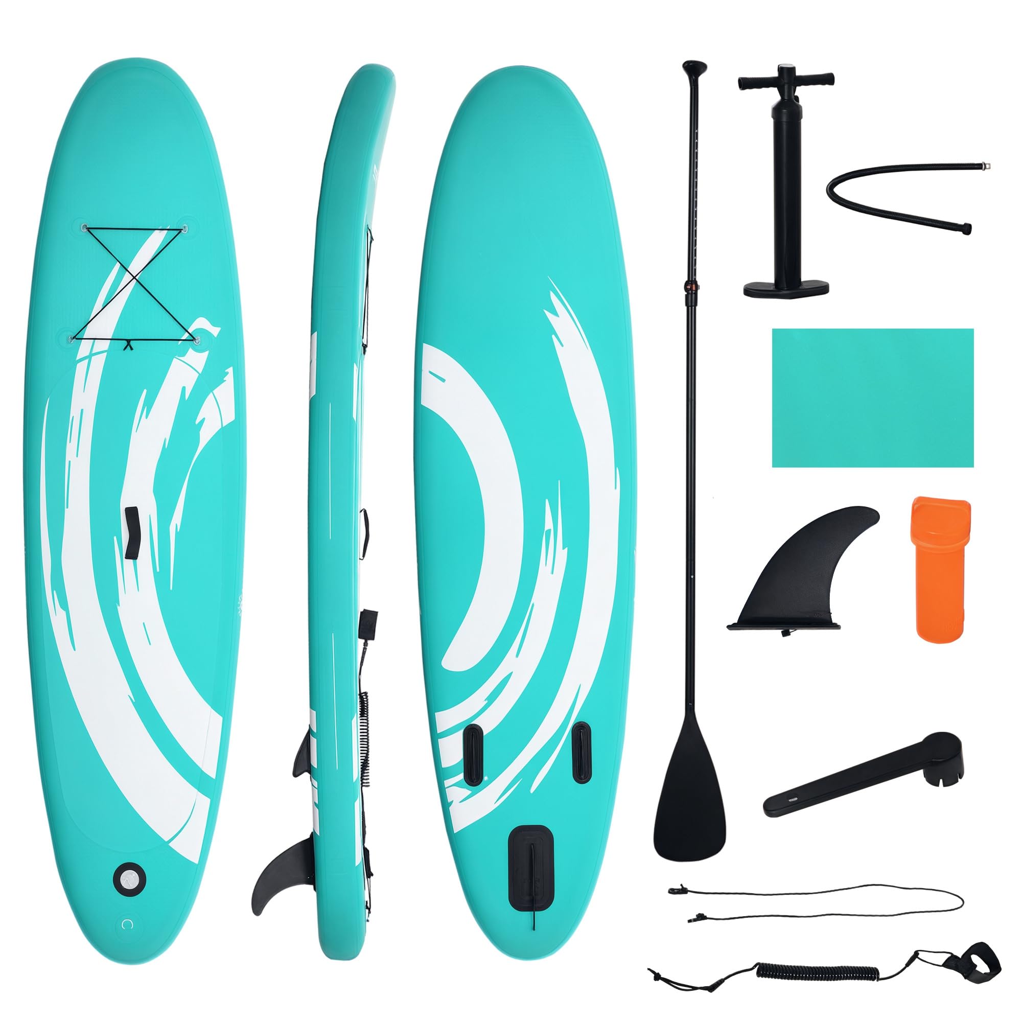 Outsunny Tabla de Paddle Surf Hinchable 300x76x15 cm Tabla de Stand Up Paddling Inflable con Remo Ajustable Aletas Cubierta Antideslizante Bomba y Bolsa de Transporte Azul