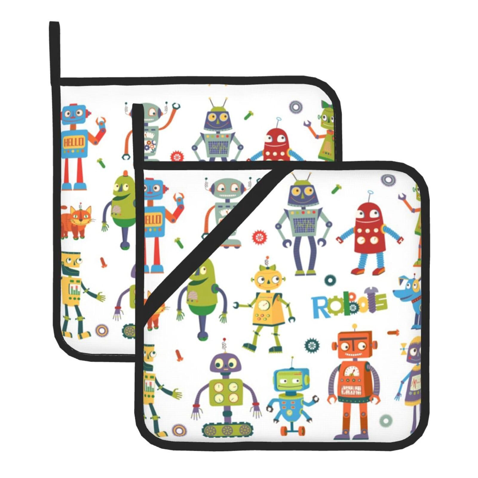 KFRXXZQB 2-Pack Square Pot Holders, Oven Mitts For Baking & Bbq