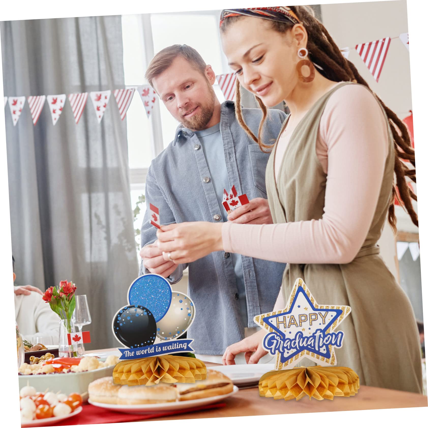 TOPBATHY 3 Sätze Abschluss-waben-ornament Hochzeit Goldene Tischdekorationen Zum Abitur Schreibtisch Dekoration Home Decor Tischdekoration Für Party Wabenkugeldekore Papier Blue 9 Stück * 3