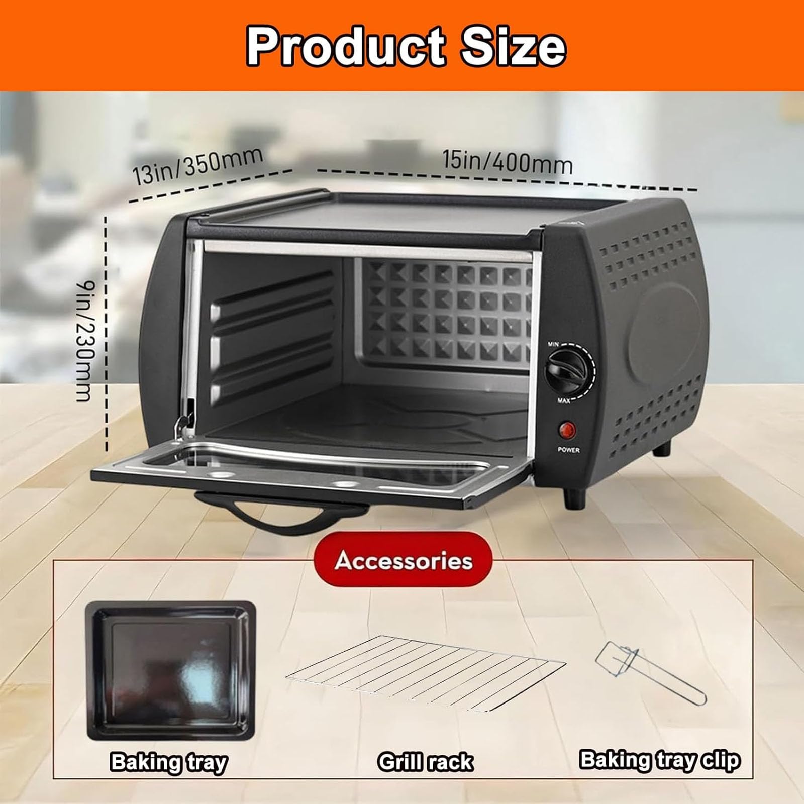 Elektrischer Tandoor-Ofen mit Sichtglastür und Kochplatte, 2100 W, 15 l, 2-in-1-Pizza- und Tandoori-Maker for Zuhause und for Mitnehmen