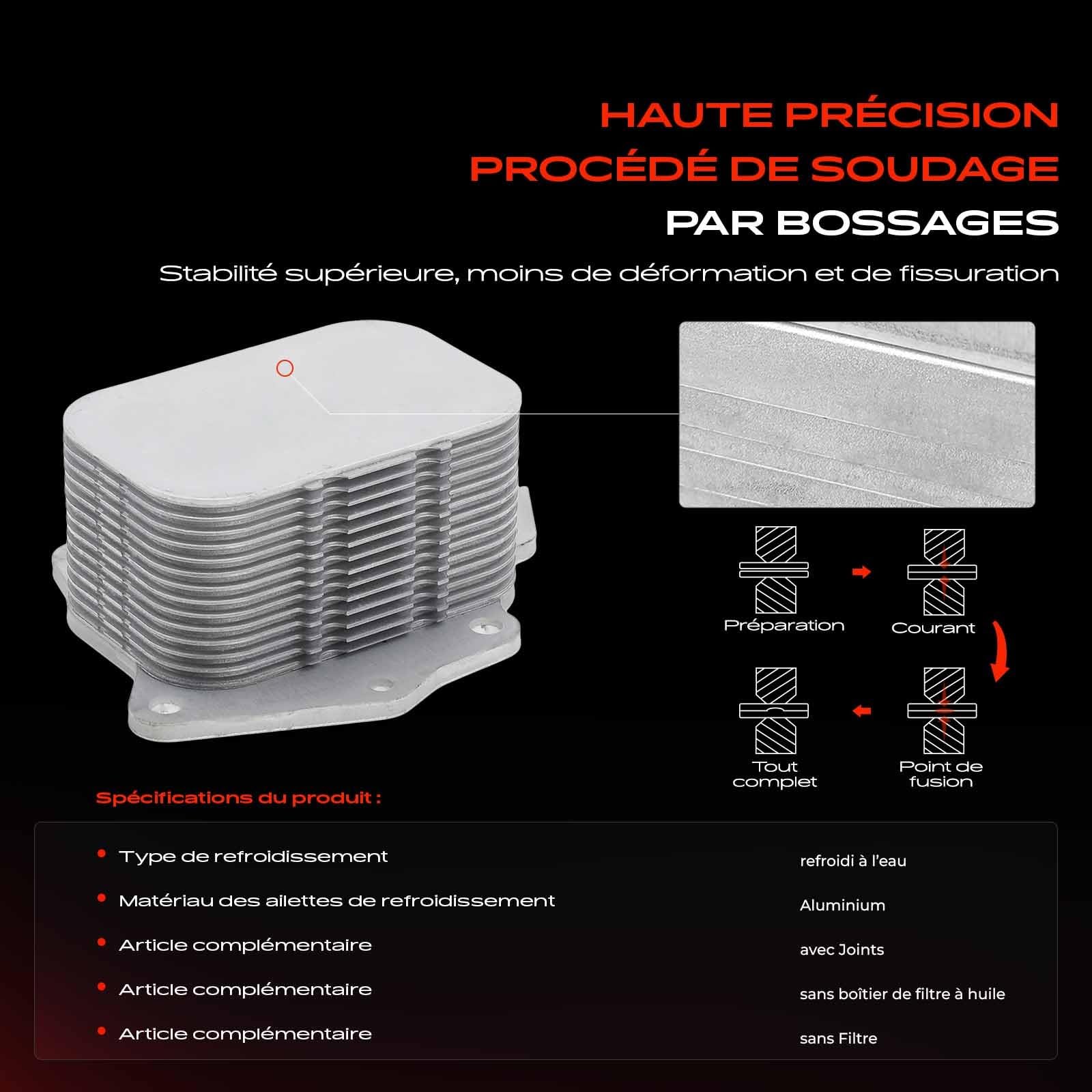 Frankberg Refroidisseur d'huile Compatible avec Berlingo C2 C3 C4 C5 C-Max Fiesta Focus Mondeo 2 3 5 M-i-n-i 206 207 208 2008 308 3008 Partner 2003-Aujourd'hui