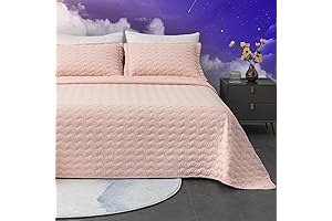Quiltina: Embroidered Pink Quilt Set for Queen Size Beds - Lightweight, Soft, Durable Microfiber Bedding
