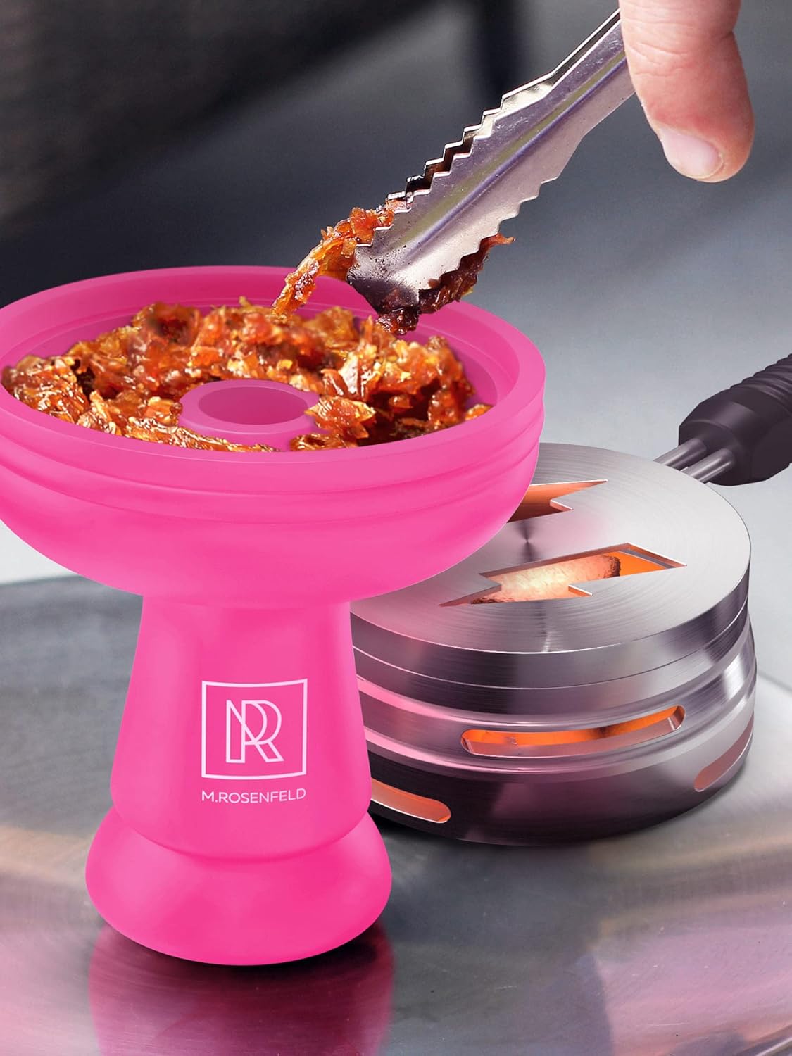 Premium Hookah Coal Burner for Hookah – FIRE Tower & Pink Hookah Bowl Set Silicone – Premium Shisha Bowl Phunnel Hookah Bowl Pink