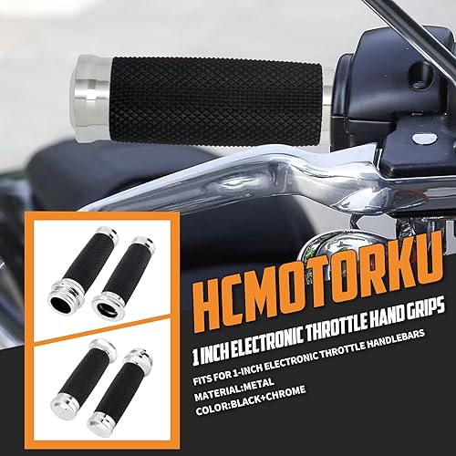 Miniatura 2 de Empuñaduras de manillar de acelerador electrónico para motocicleta para manubrio de 1" 0.984in ajuste universal para Harley Touring Dyna Softail