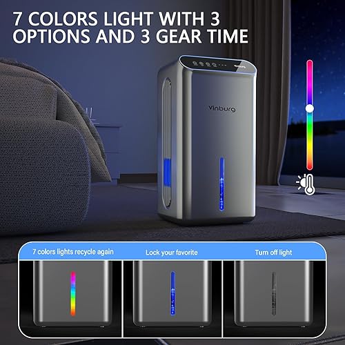 Miniatura 6 de Deshumidificador para el hogar de 85 onzas, deshumidificador de 800 pies cuadrados para sótano con manguera de drenaje, apagado automático, modo de