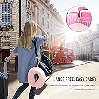 Vista 2 de Fabuday Memory Foam Neck Pillows for Travel - Airplane Pillows for Sleeping with Attachable Snap Strap Soft Washable Cover, Flight Pillow for Pink