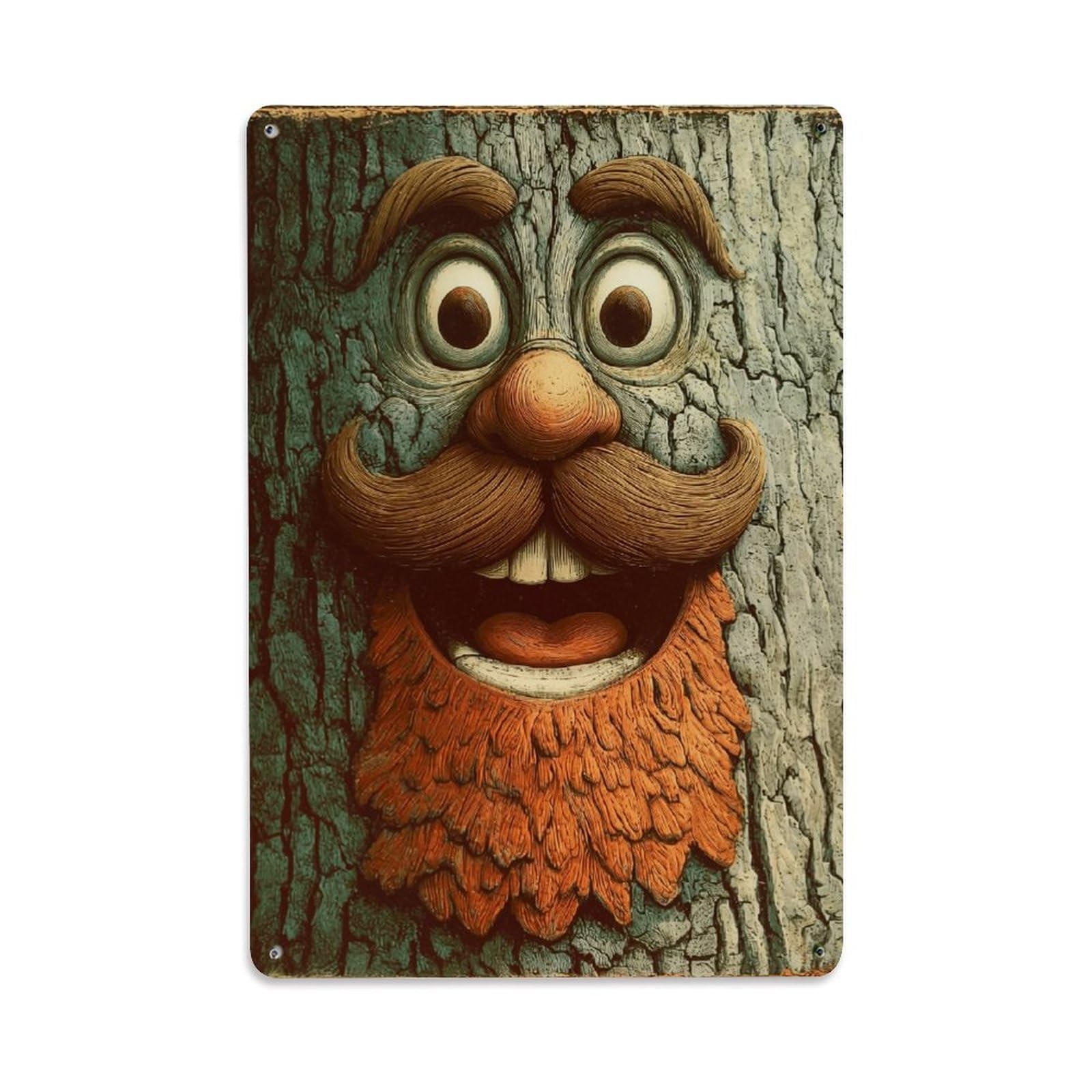 Nestemfo Vintage Whimsical Tree Face Carving Design_1 Tin Sign Metal Sign, Living Room,Bar, Home, Bedroom Wall Decor,Retro Metal Poster 8X12 Inches