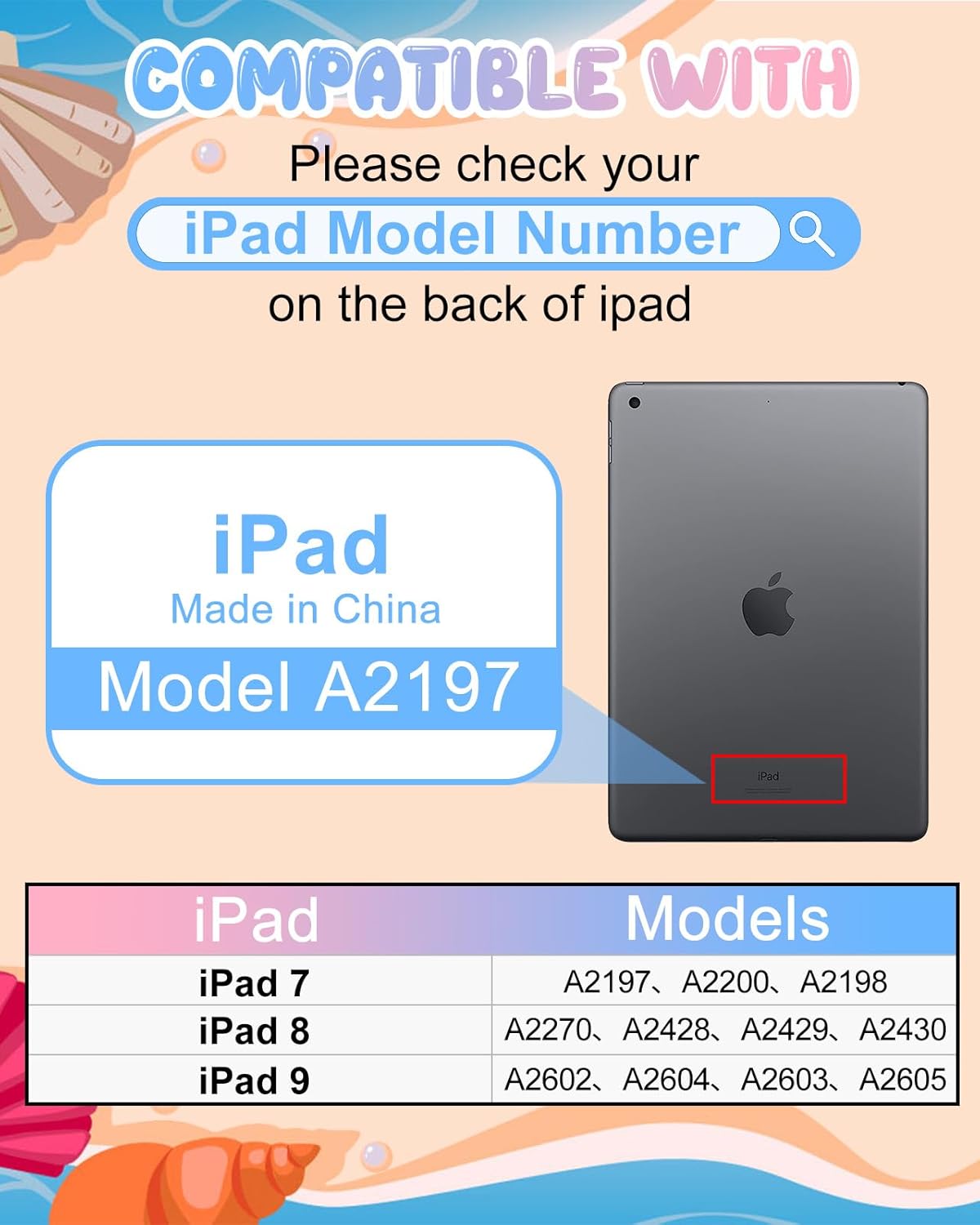 for iPad 9th/8th/7th Generation Case 10.2 Inch - Girls Boys Cute Kawaii Girly Cover 3D Cartoon Ocean Design with Rotating Stand & Strap Silicone Blue Cases for iPad 7/8/9th Gen 2019 2020 2021