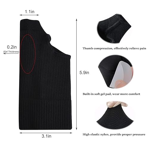 Miniatura 2 de Guantes de compresión de muñeca para el pulgar 1 par soporte de muñeca transpirable para el pulgar con almohadillas de gel suave para aliviar el