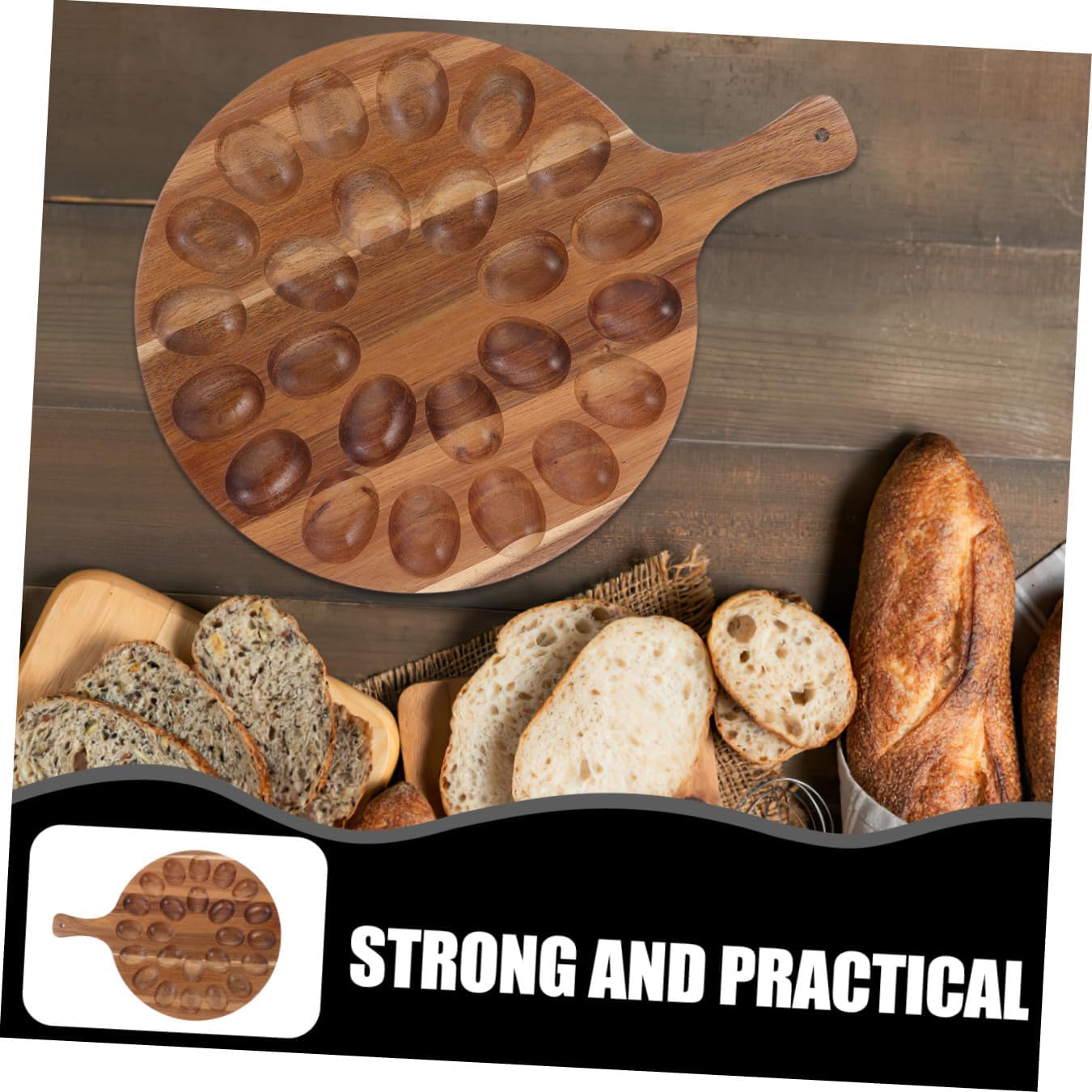 BESTYASH Wooden Deviled Tray Chicken Storage Holder for Easter Celebrations for Home Decor and Entertaining