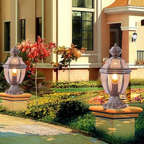 Miniatura 5 de Luces de poste para exteriores, lámpara clásica vintage de cobre completo para postes de pared al aire libre, lámpara de jardín continental, lámpara