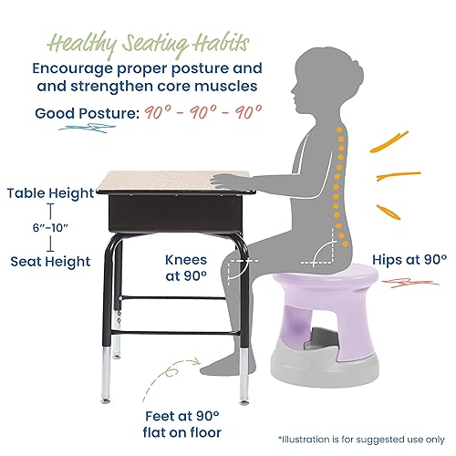 Miniatura 85 de ECR4Kids Taburete tambaleante de almacenamiento, altura del asiento de 15 pulgadas, asientos activos, azul/gris claro Negro -,Azul,gris, azul,