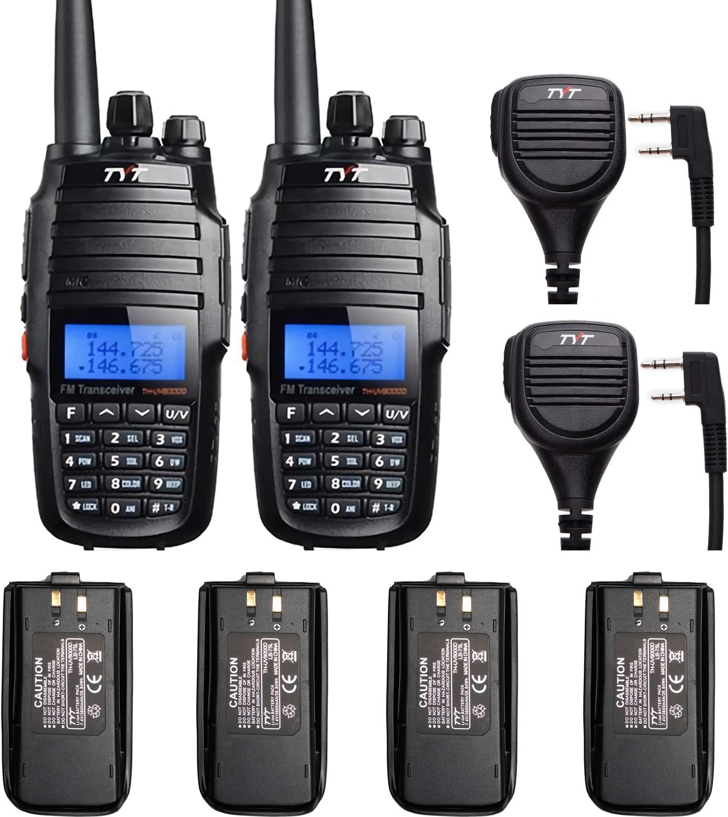 TYT TH-UV8000D 10Watts High Power Walkie Talkies Cross-Band Repeater Handheld Transceiver VHF UHF Dual Band Two Way Radio with Backup Batteries Speaker Mic (2 Pack)