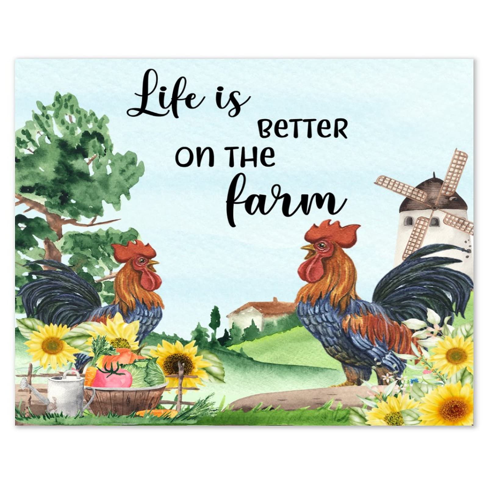 Peinture murale en bois rustique avec coq pour embellir votre cuisine familiale