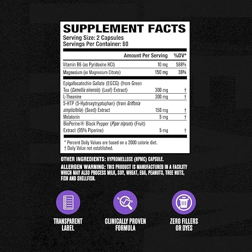 Vista 6 de Jacked Factory Lean PM - Quemador de grasa nocturno, suplemento de ayuda para dormir y supresor del apetito para hombres y mujeres, 120 píldoras