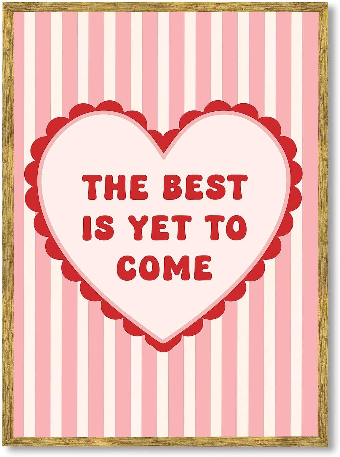 Framed Positive Quote Heart Poster Canvas Print Art Vintage Funky Cute Whimsical Wall Art Pictures Wall Decor for Living Room Bedroom Apartment Home Decor (Gold Framed,12L x16W)