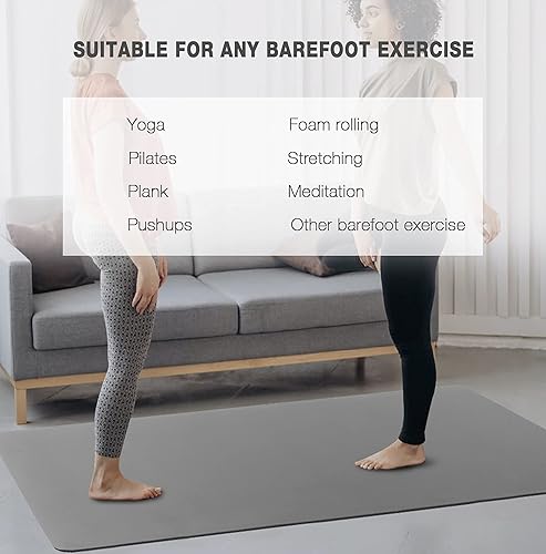 Miniatura 7 de UMINEUX Tapete de yoga grande para hombres y mujeres de 14 y 25 pulgadas, extra grueso, TPE para entrenamiento en casa, gimnasio, antideslizante,