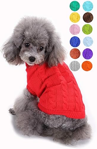 Miniatura 33 de Suéter para perros pequeños, medianos y grandes, gatos y cachorros, cálido, bonito, de invierno, clásico, con cuello alto, ideal para Navidad