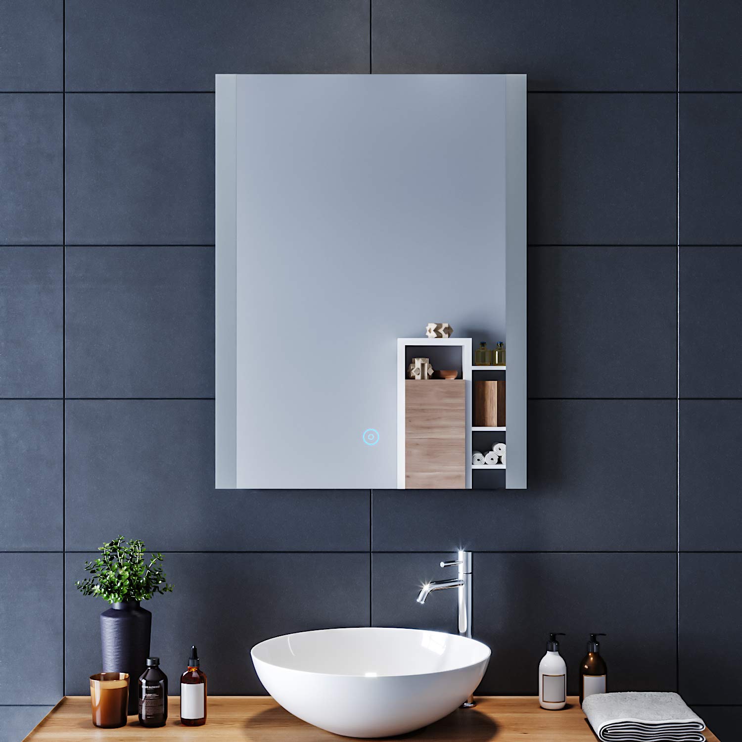 Specchio Da Bagno LED 80x50cm - Anti Appannamento, Touch Control, Impermeabile IP44, Moderno E Funzionale - Foto 8