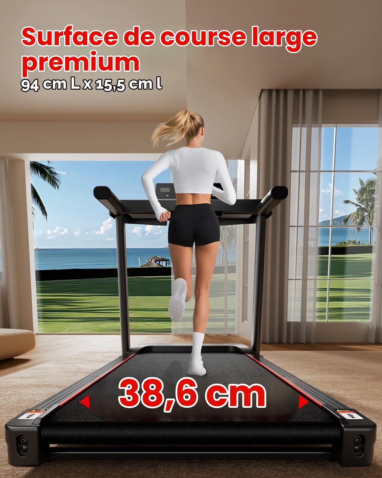 Abonow Tapis de Marche Inclinable 12% – Vitesse 1,0–10 km/h, Moteur Silencieux 3.0 CH, Tapis Roulant Pliable Compact avec Rampe, 3-en-1 Marche/Jogging/Bureau, Charge Max. 136 kg