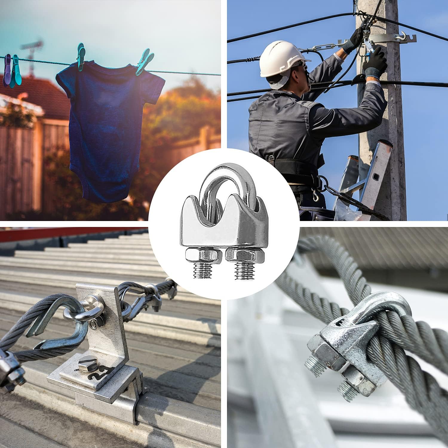 PATIKIL Drahtseilklemmen 20 Stück - Messing Kabelklemmen Für 3mm Seile Mit Schrauben