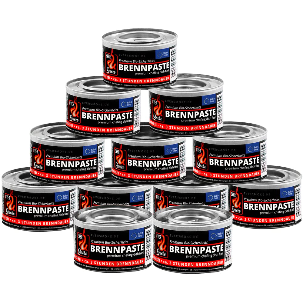 12x Eversmoke Sicherheits Premium Bio Brennpaste Brenngel Chafing Dish Speisenwärmer (12 Dosen je 200g)