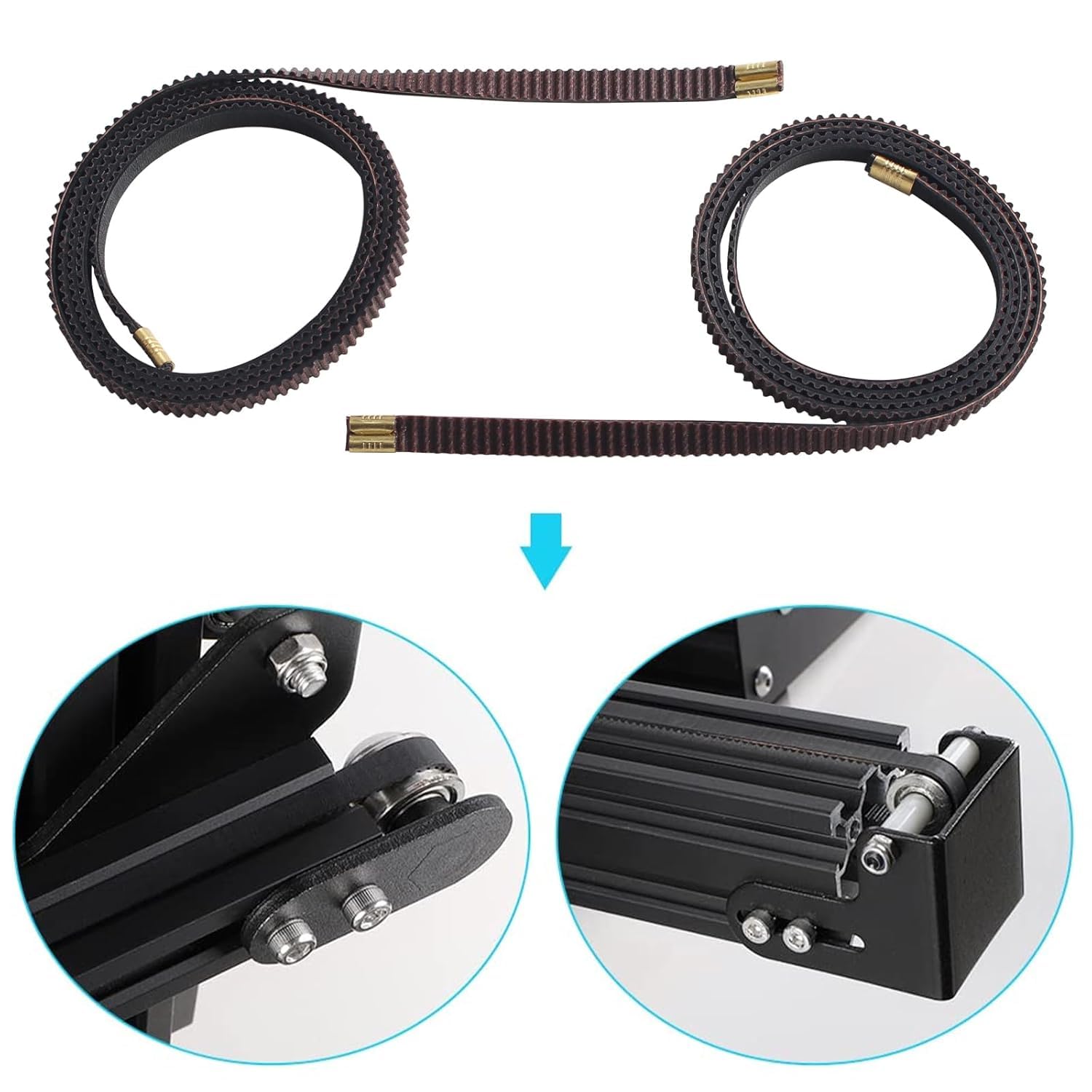 Accessoires pour imprimante 3D Elego Neptune4 Max - Courroie X Y de rechange : courroie de distribution synchrone antidérapante 2GT x 1132 mm axe Y 1122 mm largeur 6 mm boucle en cuivre pressé
