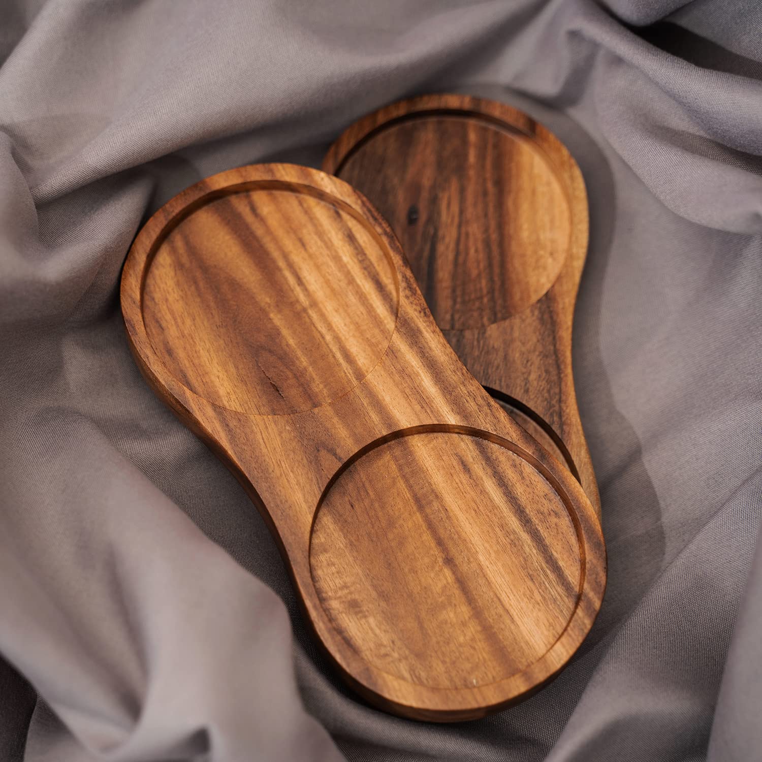Plateau En Bois D'Acacia Pour Moulin à Sel Et Poivre - Mini Support Marron 10x10cm - Multifonction Pour Épices, Bougies & Tasses