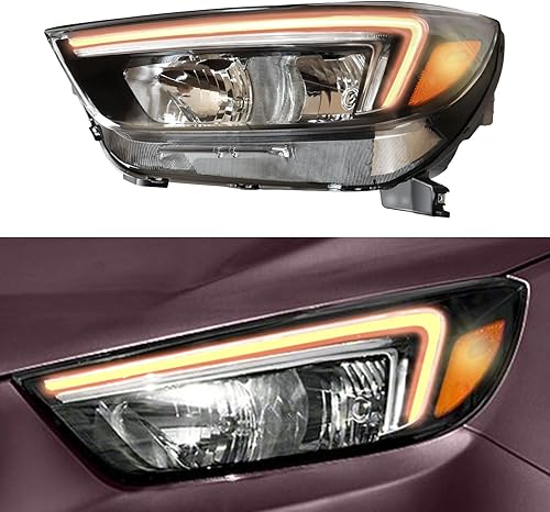 Miniatura 2 de CNCEST Faro delantero izquierdo halógeno con LED DRL para Buick Encore 2017 2018 2019 2020 2021 2022 - Carcasa negra  Ajuste directo - Lado